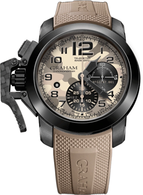 Graham,Chronofighter 47mm,47mm,Ceramic,Carbon,Stainless Steel,Beige,Automatic,Chronograph,Day,2CCAU,2CCAU.E03A
