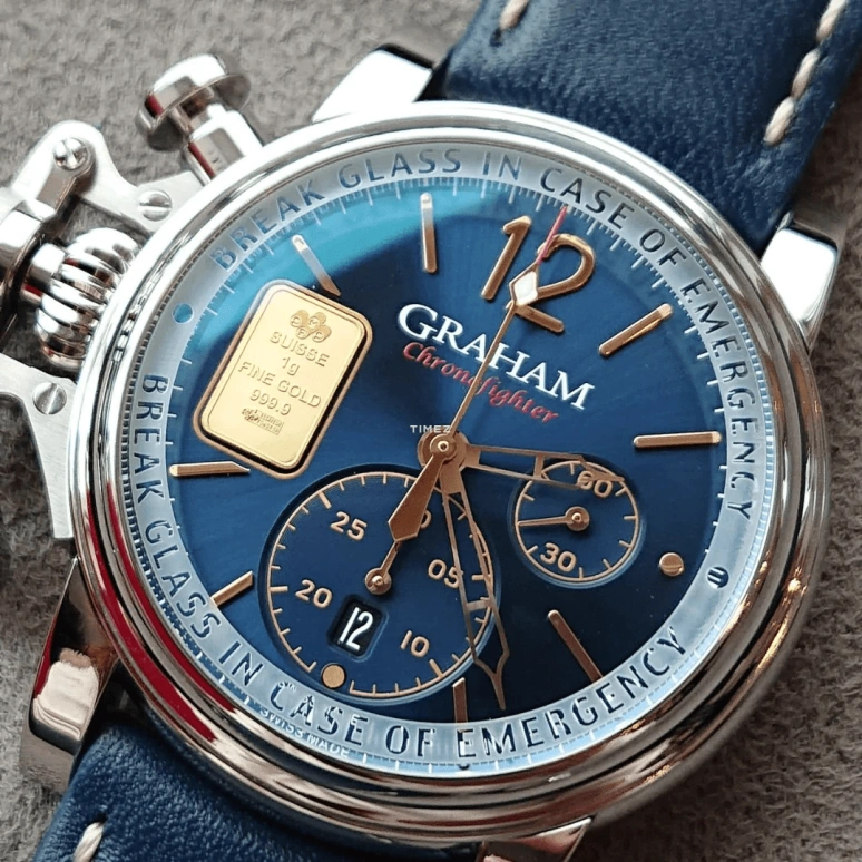 Graham,Chronofighter 44mm,44mm,Stainless Steel,Blue,Automatic,Chronograph,Day,2CVAS,2CVAS.U20A