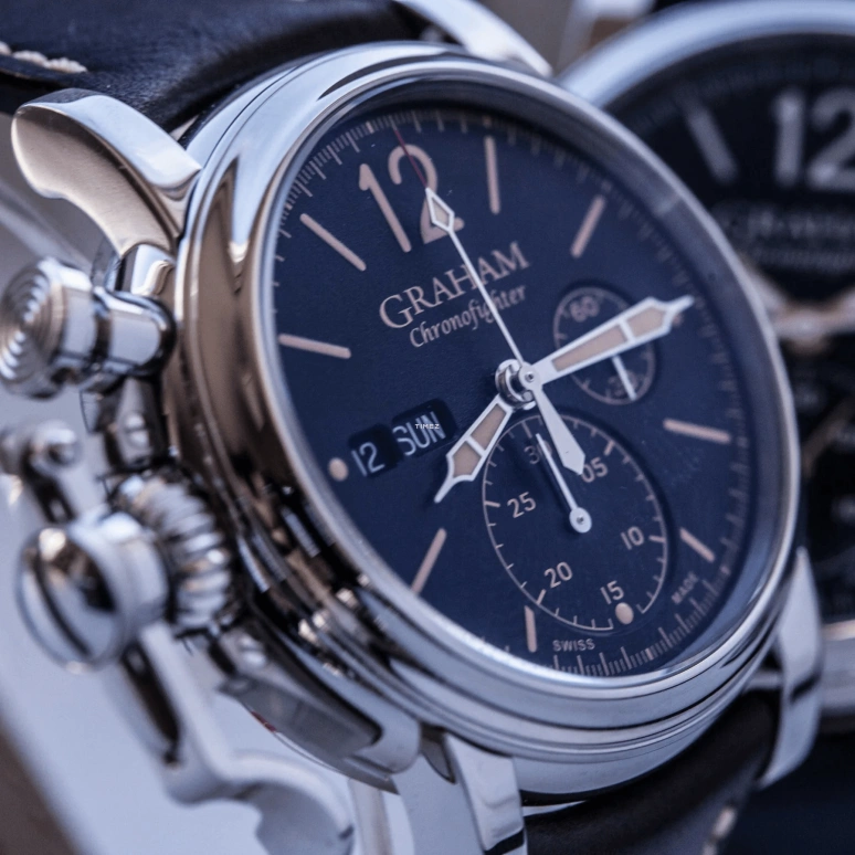 Graham,Chronofighter 44mm,44mm,Stainless Steel,Black,Automatic,Chronograph,Date,Day,2CVAS,2CVAS.B01A
