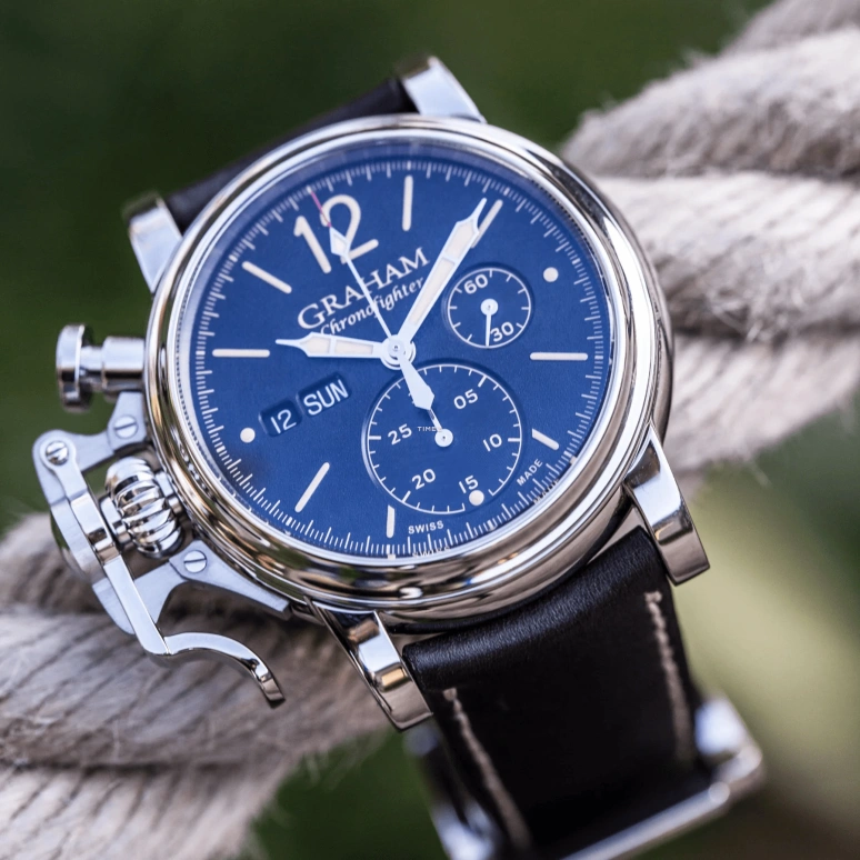 Graham,Chronofighter 44mm,44mm,Stainless Steel,Blue,Automatic,Chronograph,Date,Day,2CVAS,2CVAS.U01A