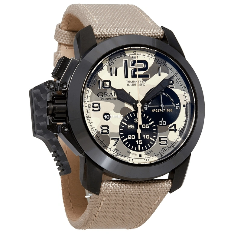 Graham,Chronofighter 47mm,47mm,Ceramic,Carbon,Stainless Steel,Beige,Automatic,Chronograph,Day,2CCAU,2CCAU.E03A