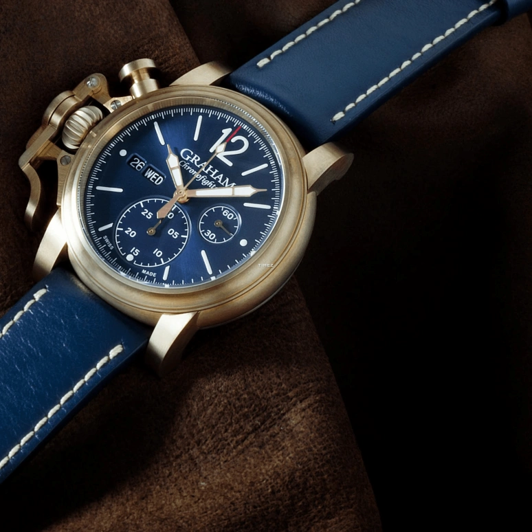 Graham,Chronofighter 44mm,44mm,Bronze,Blue,Automatic,Chronograph,Date,Day,2CVAK,2CVAK.U01A