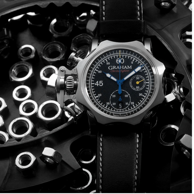 Graham,Chronofighter 44mm,44mm,Stainless Steel,Black,Automatic,Chronograph,Day,2CVGS,2CVGS.B42A