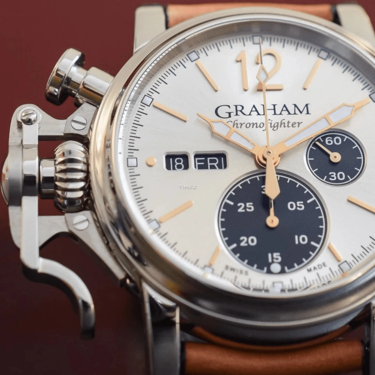 Graham,Chronofighter 44mm,44mm,Stainless Steel,Silver,Black,Automatic,Chronograph,Date,Day,2CVAS,2CVAS.S03A