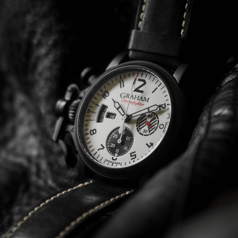 Graham,Chronofighter 44mm,44mm,Diamond-Like Carbon,White,Automatic,Chronograph,Date,Day,2CVAB,2CVAB.W03A
