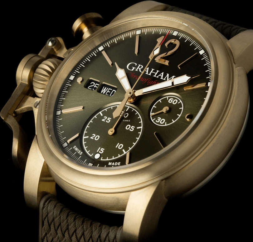 Graham,Chronofighter 44mm,44mm,Bronze,Green,Automatic,Chronograph,Date,Day,2CVAK,2CVAK.G02A