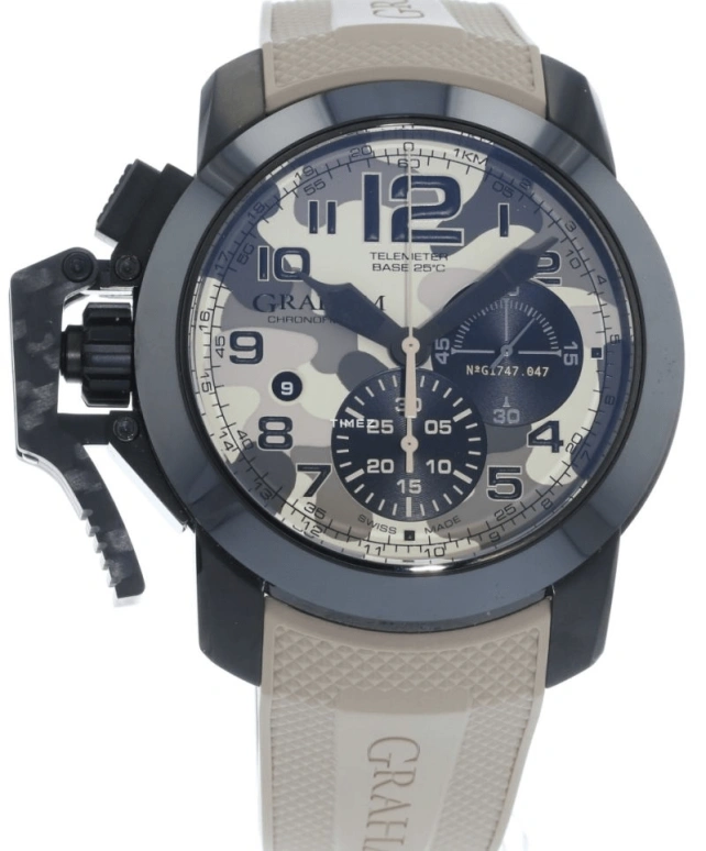Graham,Chronofighter 47mm,47mm,Ceramic,Carbon,Stainless Steel,Beige,Automatic,Chronograph,Day,2CCAU,2CCAU.E03A