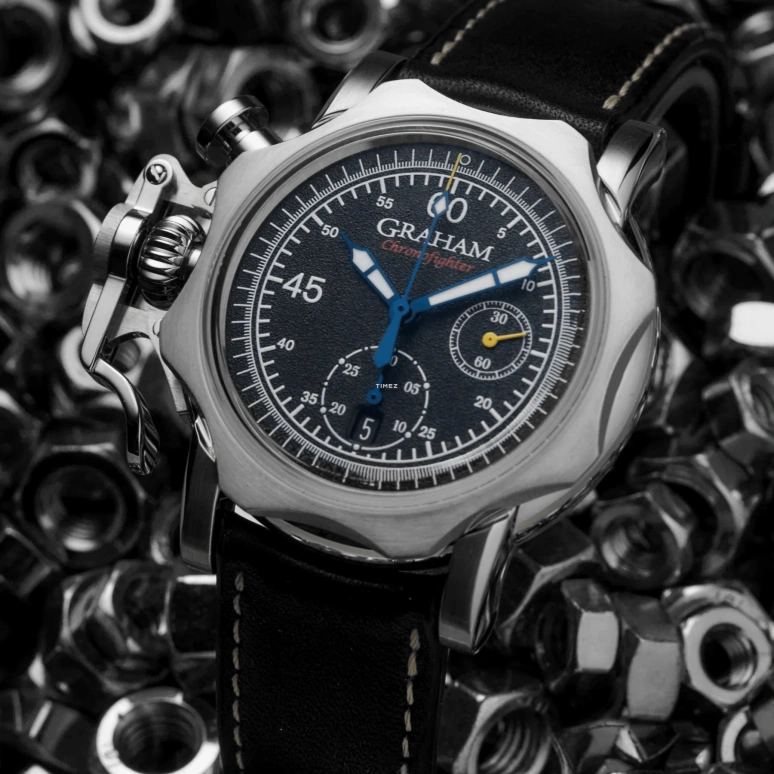 Graham,Chronofighter 44mm,44mm,Stainless Steel,Black,Automatic,Chronograph,Day,2CVGS,2CVGS.B42A