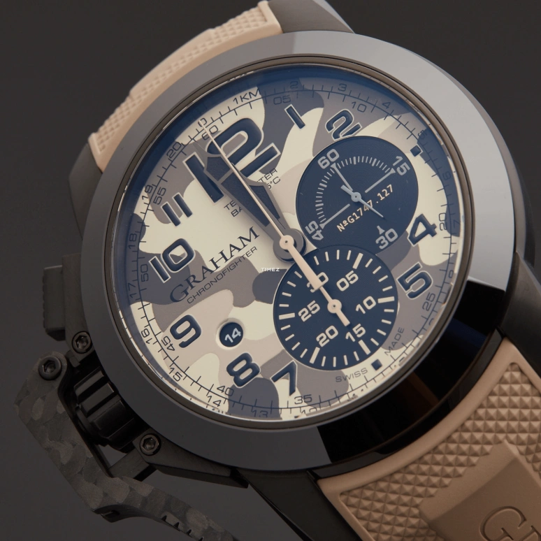 Graham,Chronofighter 47mm,47mm,Ceramic,Carbon,Stainless Steel,Beige,Automatic,Chronograph,Day,2CCAU,2CCAU.E03A