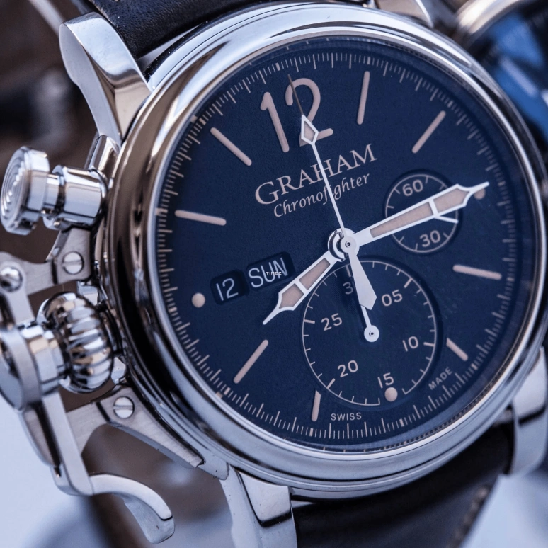 Graham,Chronofighter 44mm,44mm,Stainless Steel,Black,Automatic,Chronograph,Date,Day,2CVAS,2CVAS.B01A