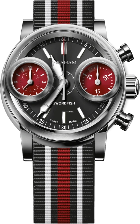 Graham,Swordfish 44mm,44mm,Stainless Steel,Black,Red,Automatic,Chronograph,Sapphire,Crystal Glass,2SXAS,2SXAS.B05A