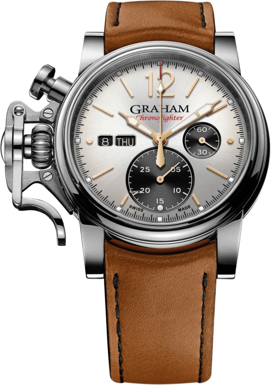 Graham,Chronofighter 44mm,44mm,Stainless Steel,Silver,Black,Automatic,Chronograph,Date,Day,2CVAS,2CVAS.S03A