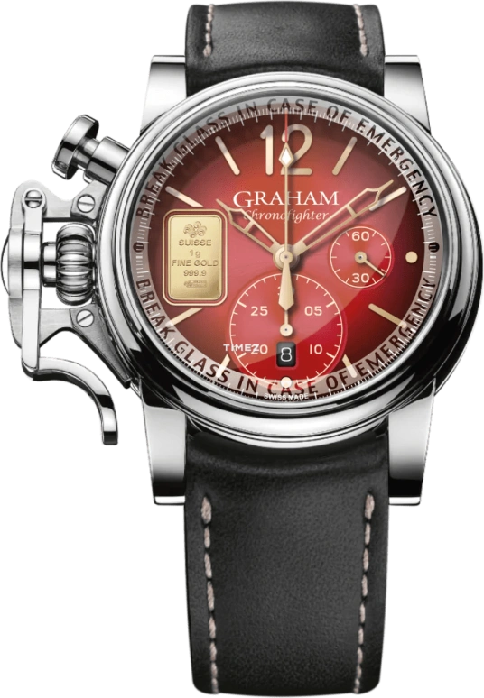 Graham,Chronofighter 44mm,44mm,Stainless Steel,Red,Automatic,Chronograph,Day,2CVAS,2CVAS.R01A