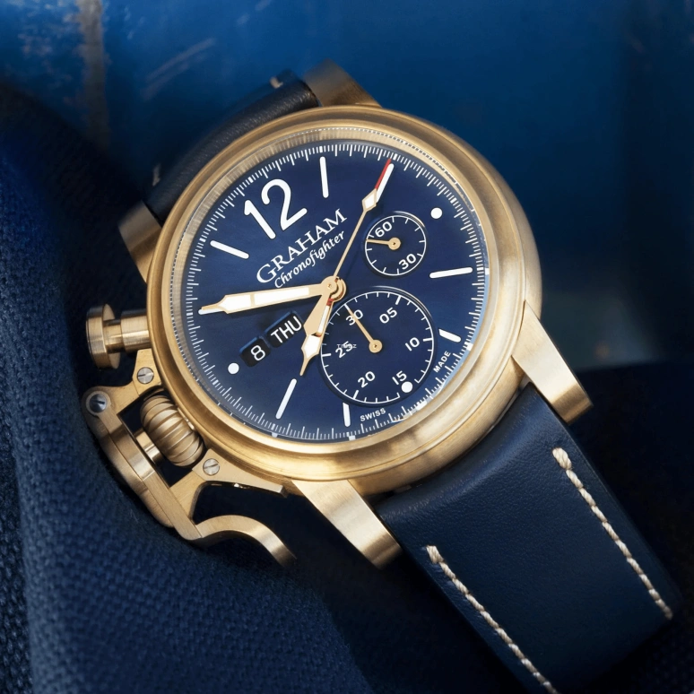 Graham,Chronofighter 44mm,44mm,Bronze,Blue,Automatic,Chronograph,Date,Day,2CVAK,2CVAK.U01A