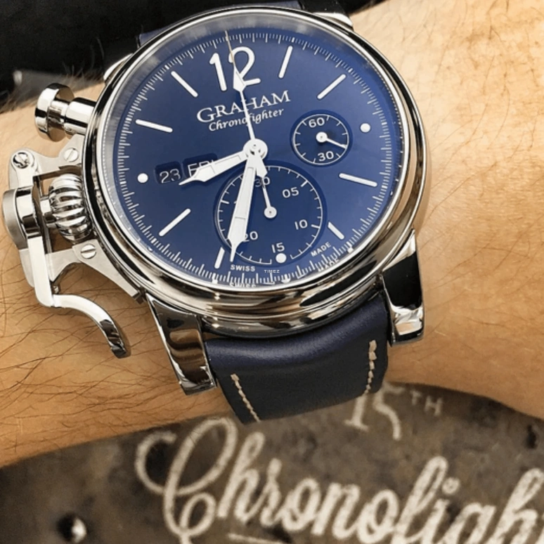 Graham,Chronofighter 44mm,44mm,Stainless Steel,Blue,Automatic,Chronograph,Date,Day,2CVAS,2CVAS.U01A