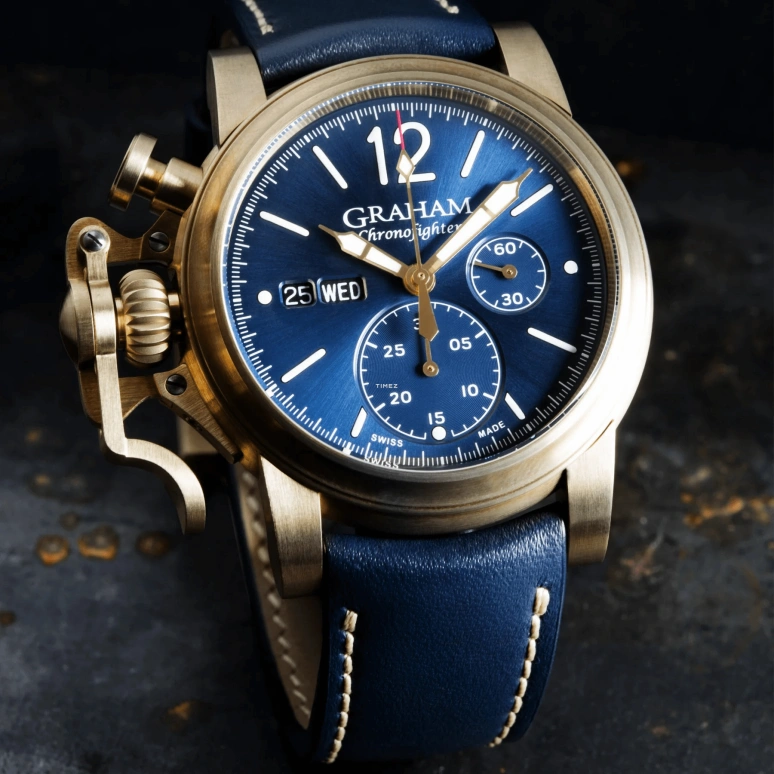 Graham,Chronofighter 44mm,44mm,Bronze,Blue,Automatic,Chronograph,Date,Day,2CVAK,2CVAK.U01A