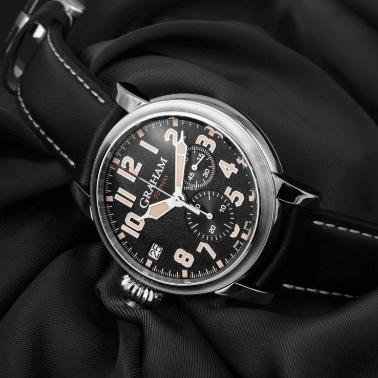Graham,Fortress 47mm,47mm,Stainless Steel,Black,Automatic,Chronograph,Day,2FOAS,2FOAS.B01A