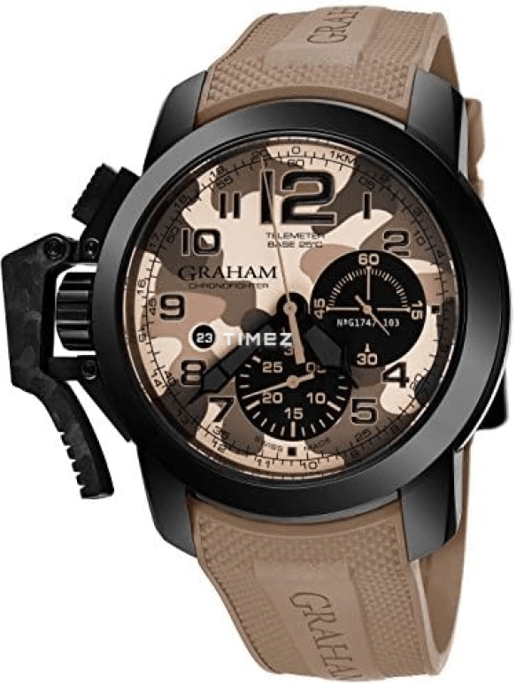 Graham,Chronofighter 47mm,47mm,Ceramic,Carbon,Stainless Steel,Beige,Automatic,Chronograph,Day,2CCAU,2CCAU.E03A
