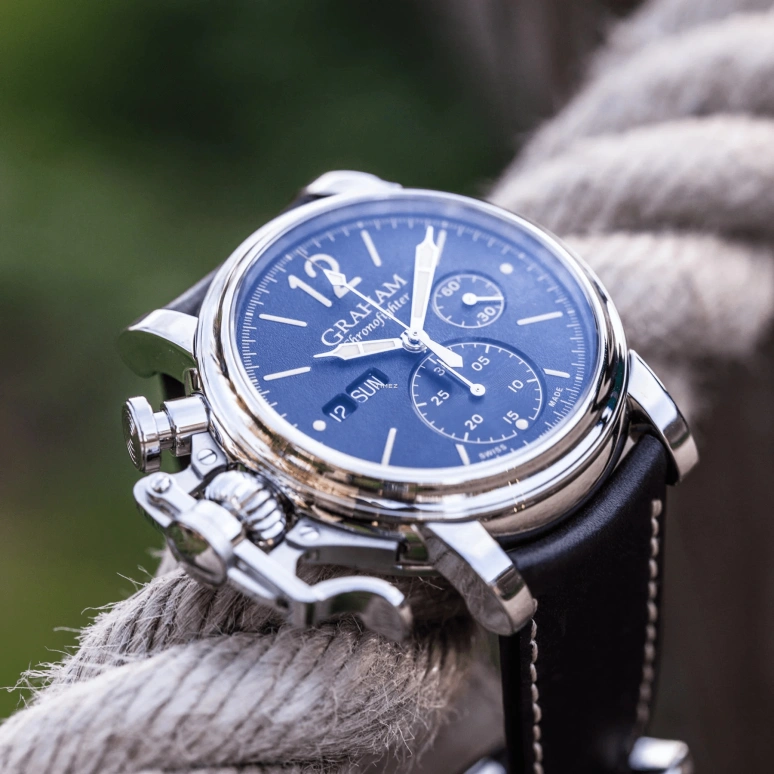 Graham,Chronofighter 44mm,44mm,Stainless Steel,Blue,Automatic,Chronograph,Date,Day,2CVAS,2CVAS.U01A