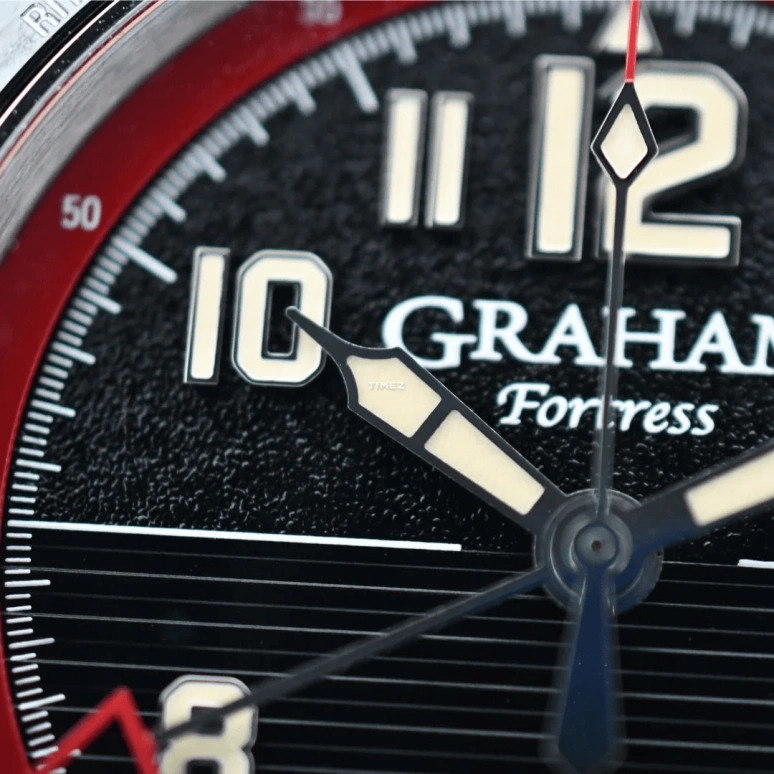 Graham,Fortress 44mm,44mm,Stainless Steel,Black,Red,Automatic,World Time,Sapphire,Crystal Glass,2FOBC,2FOBC.R01A