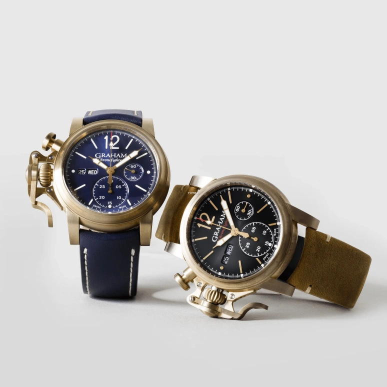 Graham,Chronofighter 44mm,44mm,Bronze,Blue,Automatic,Chronograph,Date,Day,2CVAK,2CVAK.U01A
