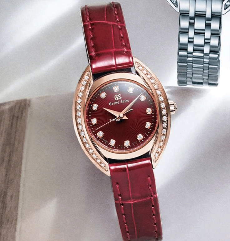 Grand Seiko,Elegance 27.40mm,27.40mm,Rose Gold,Red,Quartz,In-house Caliber,Sapphire,Crystal Glass,STGF346J