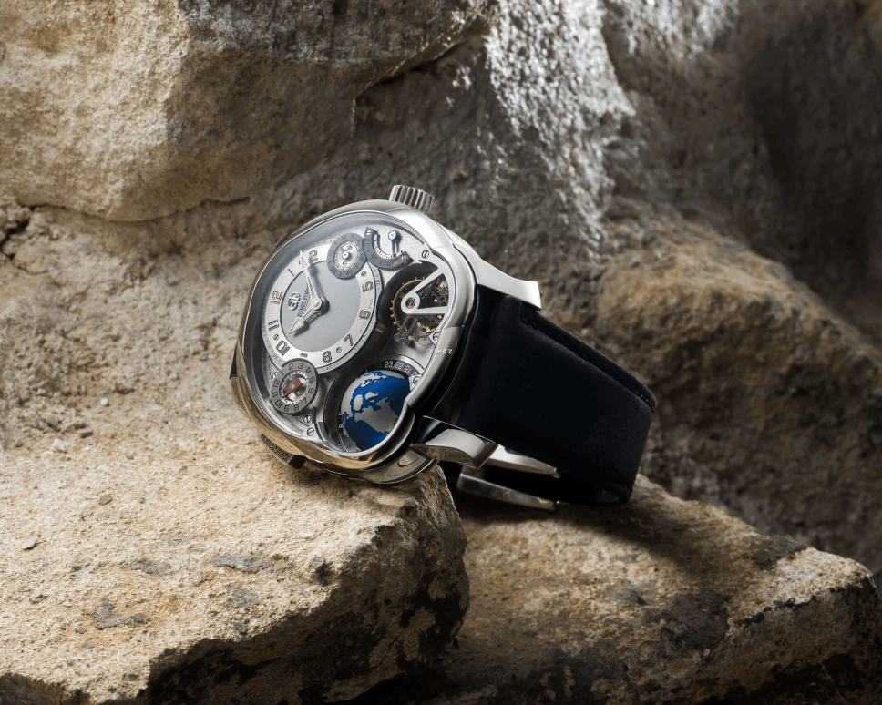 Greubel Forsey,Other 43.50mm,43.50mm,White Gold,Silver,Grey,Handwound,Power Reserve Indicator,Dule Time,World Time,Tourbillon,Sapphire,Crystal Glass,Round,GMT Silver