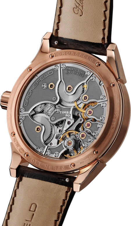 Grönefeld,1896 One Hertz 43mm,43mm,Red Gold,Cream white,Handwound,Power Reserve Indicator,Function Selector,One Hertz RG