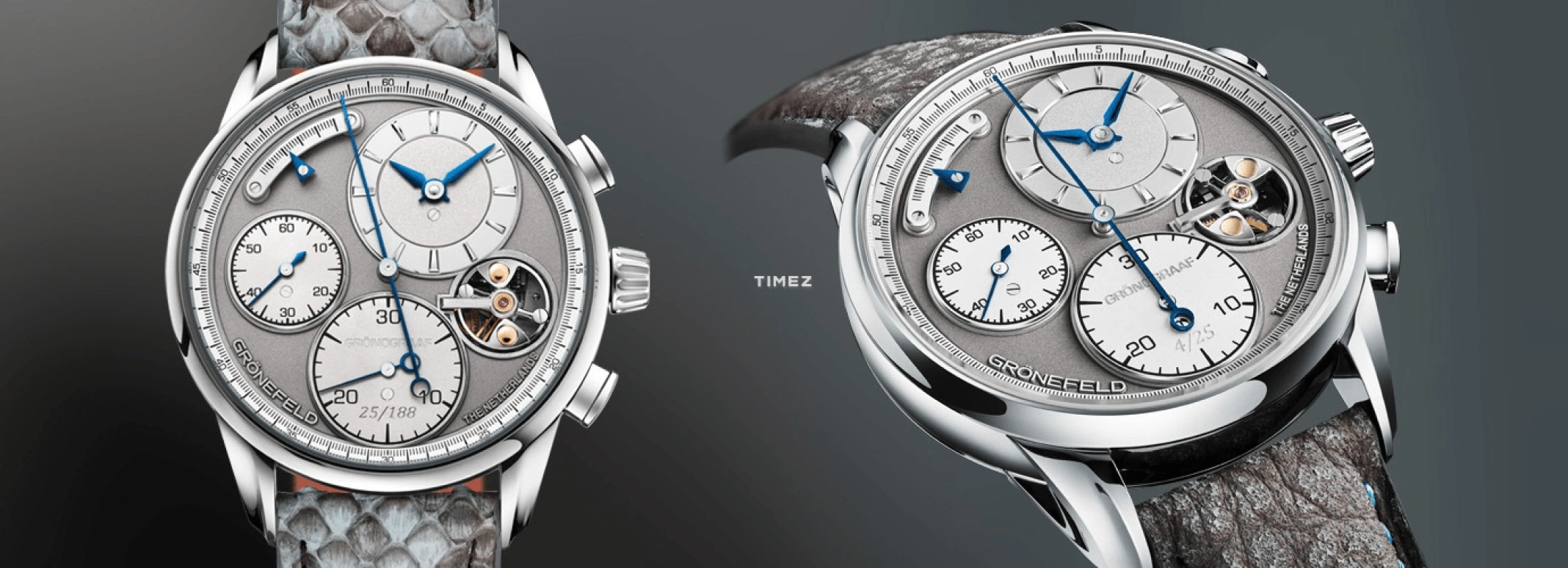 Grönefeld,1941 Grönograaf 40mm,40mm,Tantalum,Grey,Silver White,Handwound,Chronograph,Power Reserve Indicator,1941 Gronograaf Tantalum