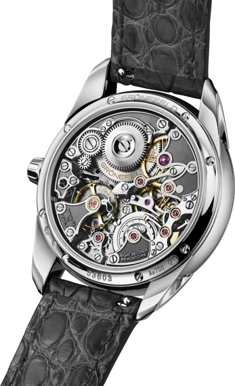 Grönefeld,1941 Remontoire 39.50mm,39.50mm,Stainless Steel,Black,Handwound,Constant Force Mechanism,35hours,1941 Remontoire Constant Force Black Dial ST