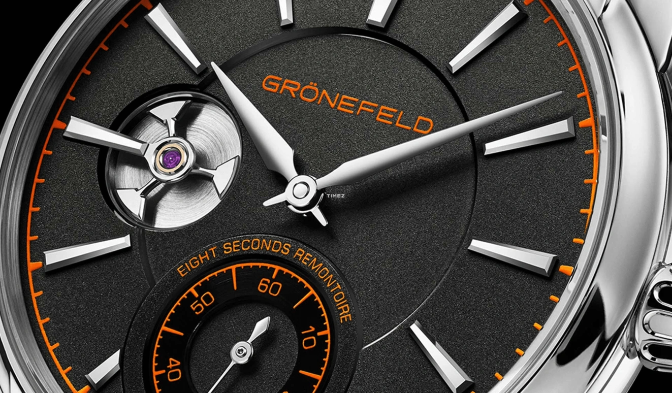 Grönefeld,1941 Remontoire 39.50mm,39.50mm,Stainless Steel,Black,Handwound,Constant Force Mechanism,35hours,1941 Remontoire Constant Force Black Dial ST