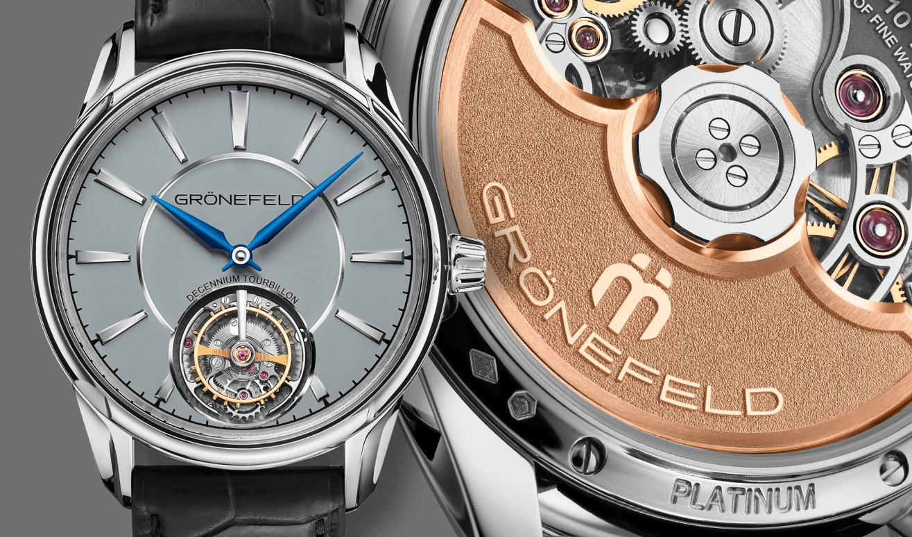 Grönefeld,Decennium Tourbillon 39.50mm,39.50mm,Platinum,Grey,Automatic,Tourbillon,56hours,1941 Decennium Automatic Tourbillon