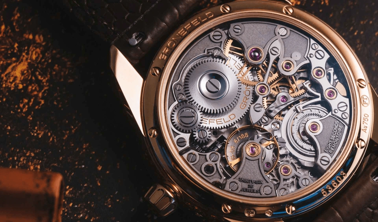 Grönefeld,1941 Remontoire 39.50mm,39.50mm,Red Gold,Antique Silver,Handwound,Constant Force Mechanism,35hours,1941 Remontoire Constant Force Rhodium Dial RG