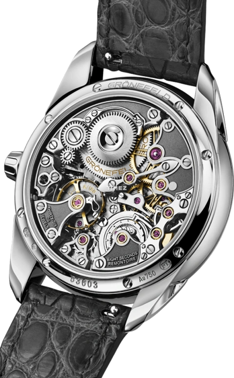 Grönefeld,1941 Remontoire 39.50mm,39.50mm,White Gold,Blue,Handwound,35hours,In-house Caliber,1941 Remontoire Bespoke Fish Scale Guilloche WG