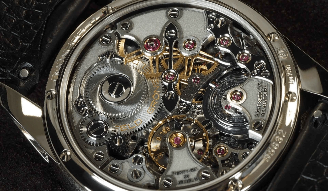 Grönefeld,1941 Remontoire 39.50mm,39.50mm,White Gold,Antique Silver,Handwound,Constant Force Mechanism,35hours,1941 Remontoire Constant Force Rhodium Dial WG