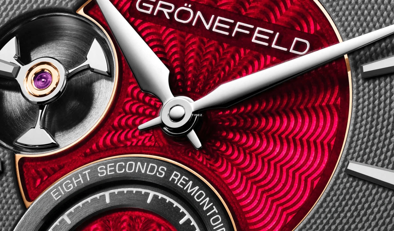 Grönefeld,1941 Remontoire 39.50mm,39.50mm,Stainless Steel,Grey,Red,Handwound,35hours,In-house Caliber,1941 Remontoire Bespoke Guilloche Enamel ST