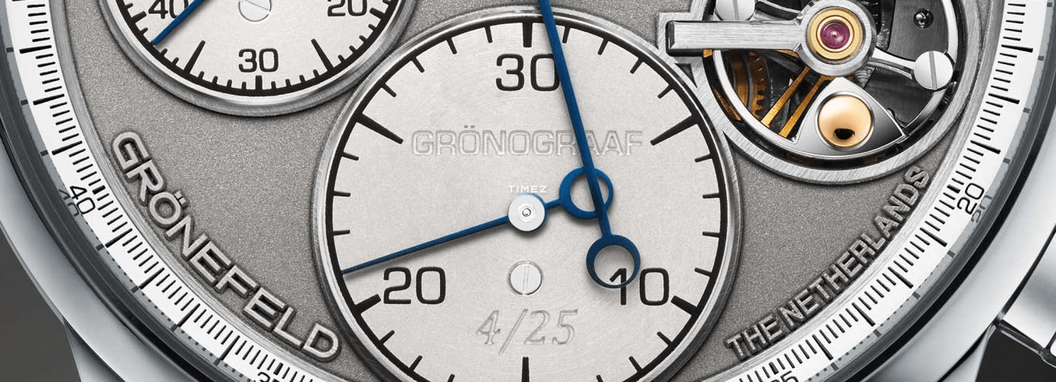 Grönefeld,1941 Grönograaf 40mm,40mm,Tantalum,Grey,Silver White,Handwound,Chronograph,Power Reserve Indicator,1941 Gronograaf Tantalum