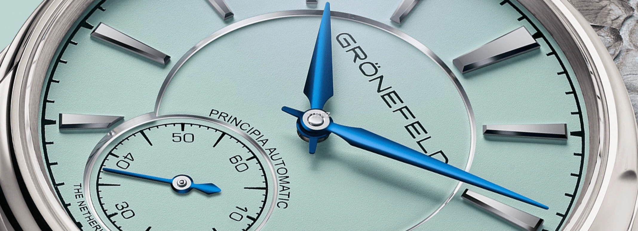 Grönefeld,1941 Principia 39.50mm,39.50mm,White Gold,Stone Green,Automatic,56hours,In-house Caliber,1941 Principia Automatic Turquoise Dial WG