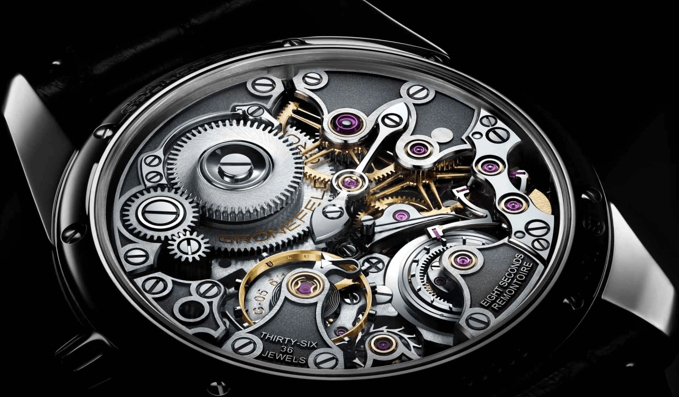Grönefeld,1941 Remontoire 39.50mm,39.50mm,Stainless Steel,Black,Handwound,Constant Force Mechanism,35hours,1941 Remontoire Constant Force Black Dial ST