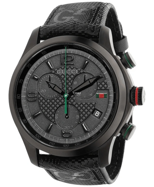 GUCCI,Gucci 44mm,44mm,Stainless Steel,Black,Quartz,Chronograph,Day,YA126244