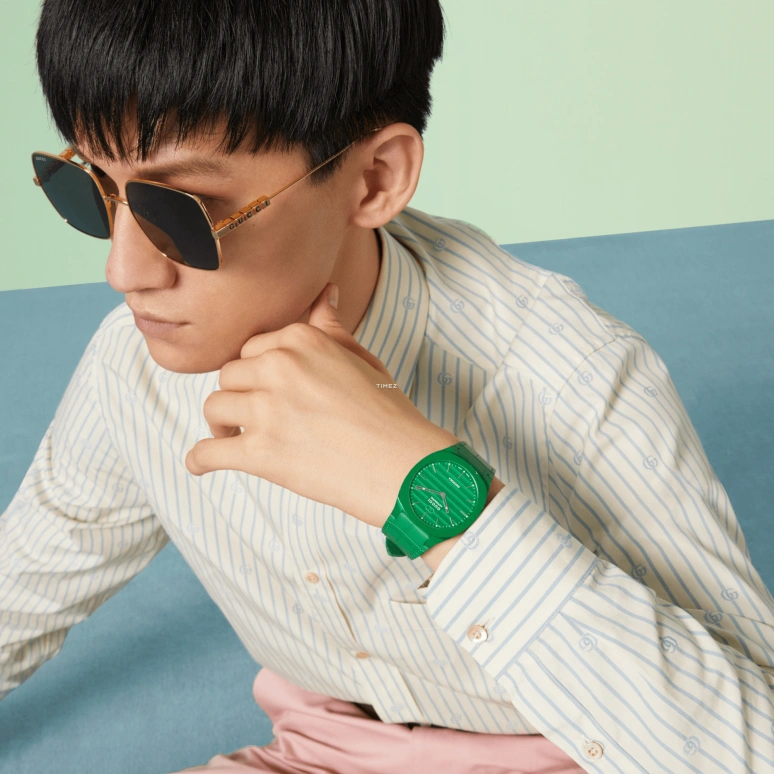 GUCCI,Gucci 25H 40mm,40mm,Aluminium,Green,Automatic,Sapphire,Crystal Glass,Other,750587 ID8A0 3020