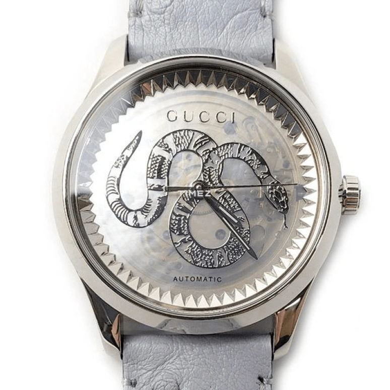 GUCCI,G-Timeless 38mm,38mm,Stainless Steel,Transparent,White,Automatic,Sapphire,Crystal Glass,Round,YA1264113