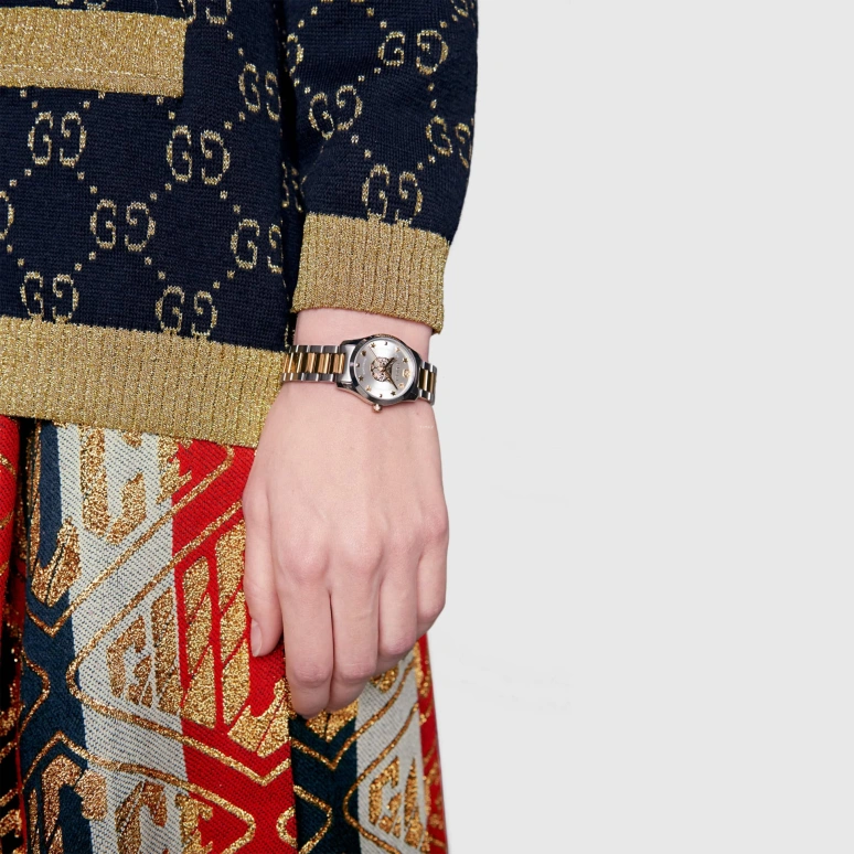 GUCCI,G-Timeless 27mm,27mm,Stainless Steel,Gold,Silver,Quartz,Sapphire,Crystal Glass,Round,530243 I8600 8486