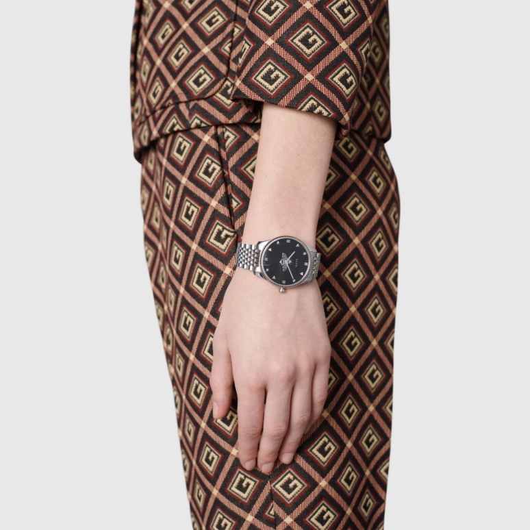 GUCCI,G-Timeless 36mm,36mm,Stainless Steel,Black,Sapphire,Crystal Glass,Closed,YA1264154