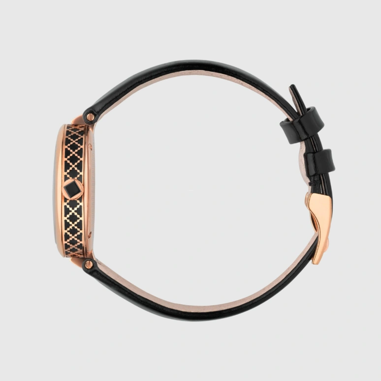 GUCCI,Diamantissima 32mm,32mm,Stainless Steel,Rose Gold,Black,Sapphire,Rose Gold,YA141401