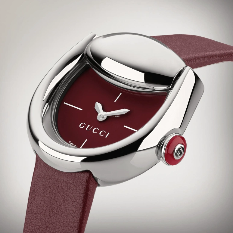 GUCCI,Horsebit 27x25mm,27x25mm,Stainless Steel,Burgundy,Quartz,Sapphire,Crystal Glass,Other,870470 I18G0 8535