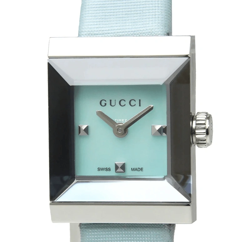 GUCCI,G-Frame 14x18mm,14x18mm,Stainless Steel,Blue,Quartz,Sapphire,Crystal Glass,Square,YA128531