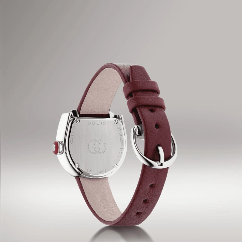 GUCCI,Horsebit 27x25mm,27x25mm,Stainless Steel,Burgundy,Quartz,Sapphire,Crystal Glass,Other,870470 I18G0 8535