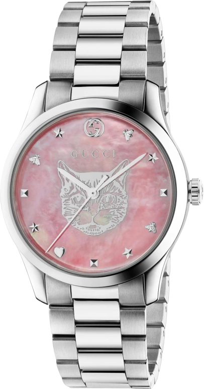 GUCCI,G-Timeless 38mm,38mm,Stainless Steel,Pink,Sapphire,Mother of Pearl,YA1264166