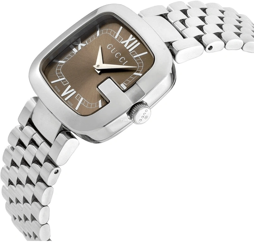 GUCCI,G-Gucci 32mm,32mm,Stainless Steel,Coffee,Brown,Quartz,Sapphire,Crystal Glass,Square,YA125413